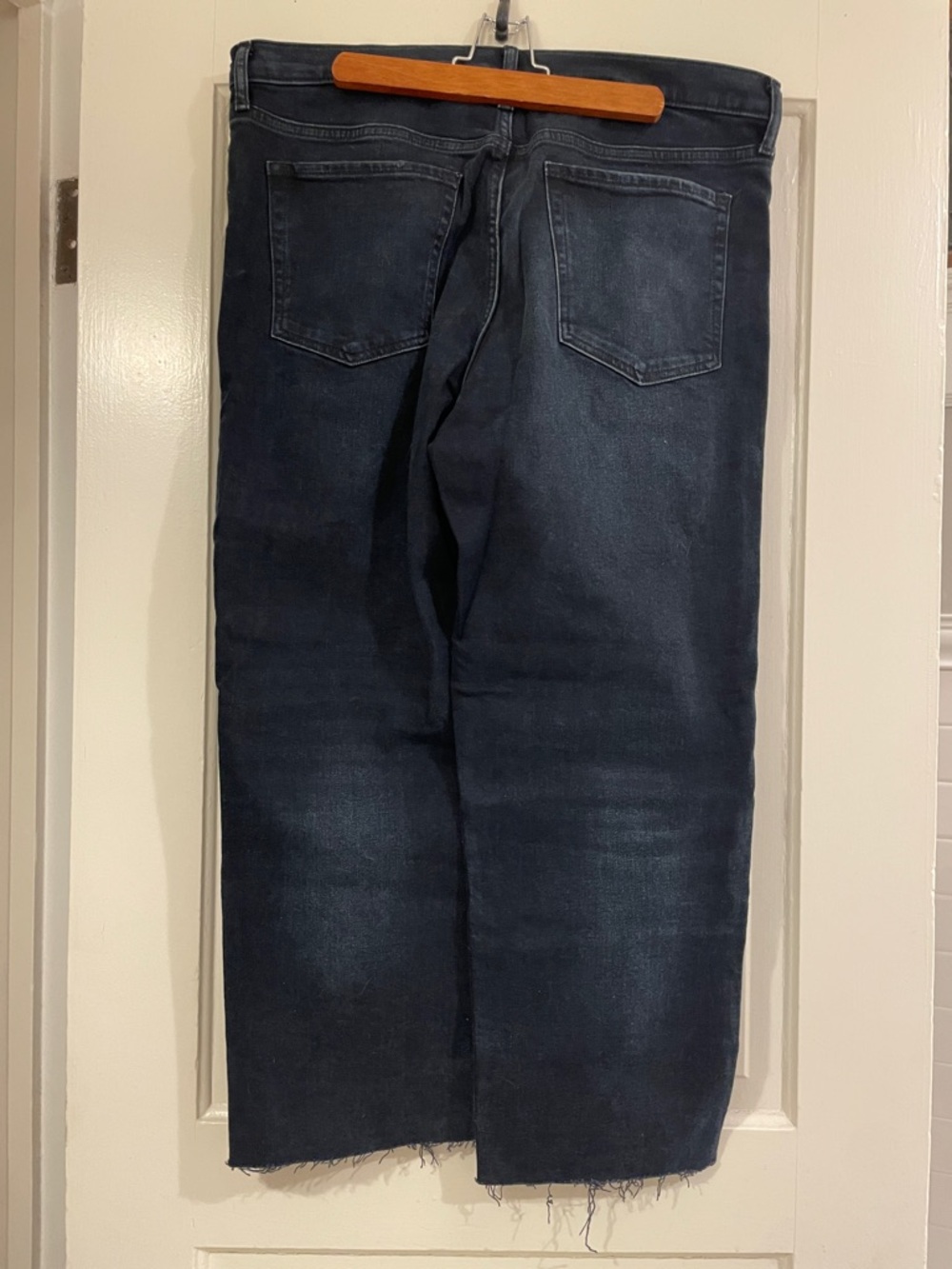Banana Republic Women's Dark Blue Straight-Leg Jeans with Cropped Raw Hem - Picture 2 of 3